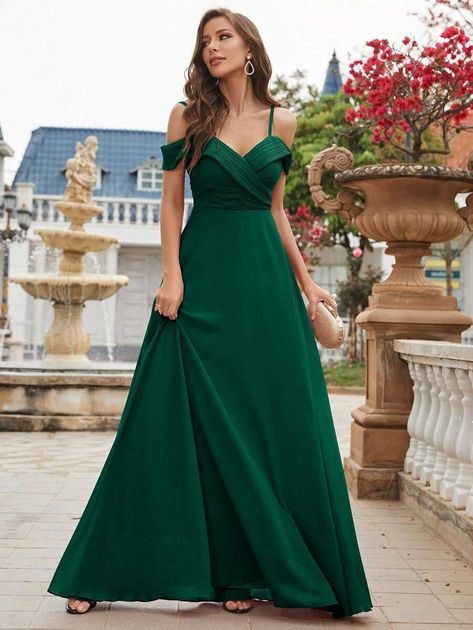 Cold Shoulder Chiffon Bridesmaid Dress | SHEIN USA Chiffon Bridesmaid Dress, Junior Bridesmaid, Floor Length Dresses, Chiffon Bridesmaid, Junior Dresses, Flower Dresses, Bridesmaid Dress, Homecoming Dresses, Mother Of The Bride