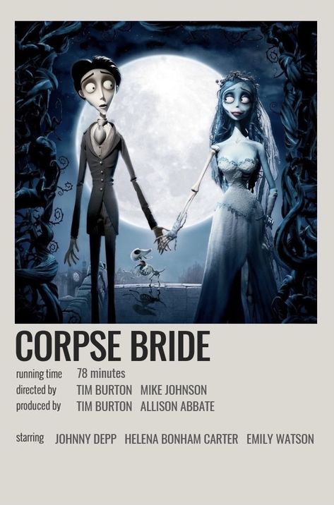 minimalist polaroid poster Corpse Bride Movie, Corpse Bride Art, Bride Aesthetic, The Corpse Bride, جوني ديب, Movies To Watch Teenagers, Halloween Movie Night, Iconic Movie Posters, Movie Card