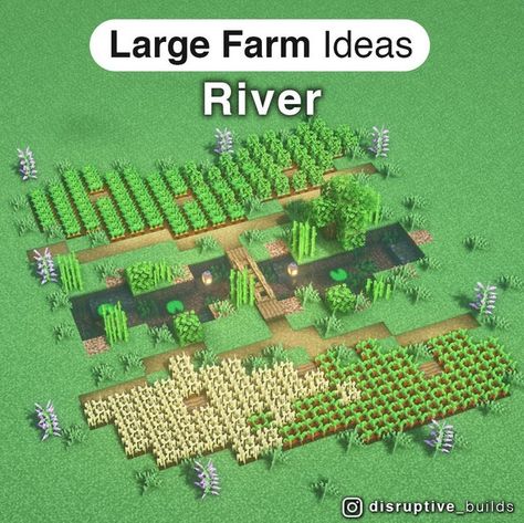 Minecraft Large Farm Ideas, Sugarcane Farm Minecraft Aesthetic, Mc Farm Ideas, Farm Ideas Minecraft, Minecraft Statues, Minecraft Houses Survival, Minecraft Seed, Minecraft Interior, Minecraft Interior Design