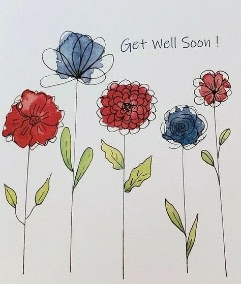 Get Well Soon Watercolor Card, Diy Watercolor Cards, Watercolor Birthday Cards, Greeting Card Art, Hand Painted Card, Watercolor Paintings For Beginners, Watercolor Greeting Cards, Card Print, Paint Cards