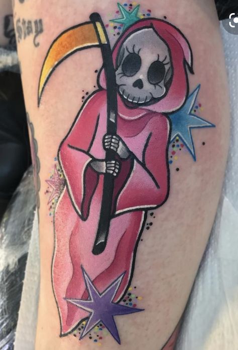 Feminine Grim Reaper Tattoo, Cute Grim Reaper Tattoo, Grim Reaper Tattoo Ideas, Reaper Tattoo Ideas, Cute Grim Reaper, Scottish Tattoo, Grim Reaper Tattoo, Reaper Tattoo, Body Decor