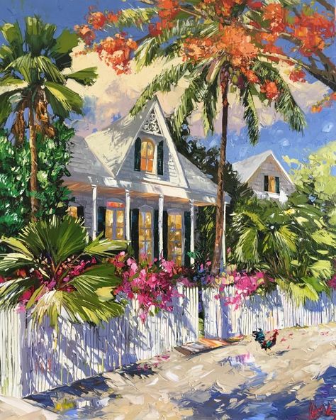 Peter Vey, Florida Painting, Tropical Art Print, Southern Art, Beach Art Painting, Whimsical Art Paintings, Pop Illustration, Tropical Painting, Caribbean Art