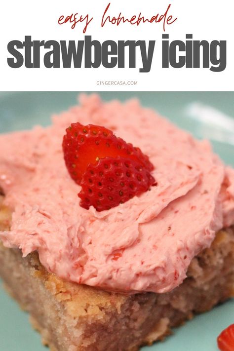 Homemade Strawberry Icing, Homemade Strawberry Frosting, Strawberry Frosting Recipes, Traditional Easter Desserts, Strawberry Things, Strawberry Icing, Cheesecake Oreo, Homemade Strawberry Sauce, Easy Gluten Free Desserts