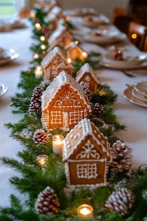 Gingerbread Tablescape, Gingerbread Decorating Party, Green Tablescape, Christmas Decorations Crafts, Holiday Tablescape, Christmas Art Projects, Gingerbread Decor, Gingerbread Christmas Decor, Decorating Party