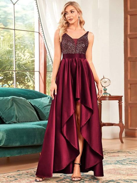 Dark Purple Prom Dress, High Low Party Dresses, High Low Prom Dress, Formal Maternity Dress, Sparkly Prom Dress, Purple Prom, Sparkly Prom Dresses, High Low Prom Dresses, Asymmetric Skirt