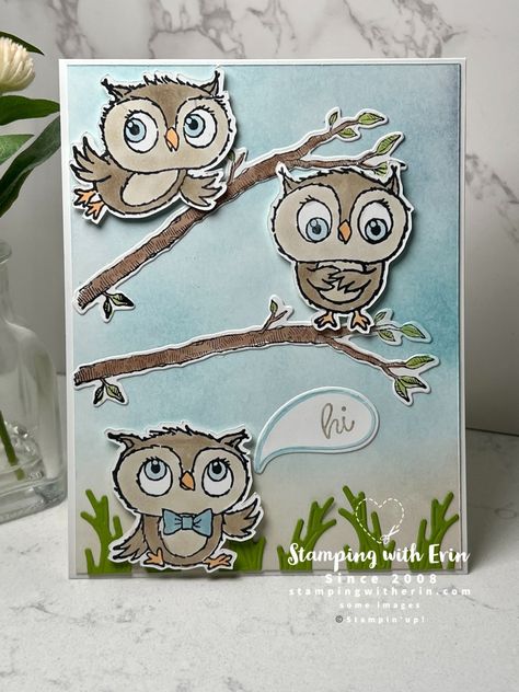 Stampinup Owl Cards, Stampin Up Owls, Owl Cards Handmade Ideas, Stampinup Adorable Owls, Stamping Up Adorable Owls, Owl Birthday Card, Su Adorable Owls, Su Adorable Owls Cards, Stampin Up Owl Cards