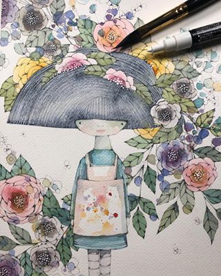 Danielle Donaldson, Please Respond, Whimsy Art, Bird Girl, Watercolor Painting Techniques, Graphite Drawings, Pen And Watercolor, Watercolor Inspiration, Early Bird