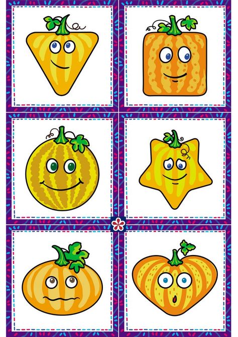 Free Printable Pumpkin Shape, "Memory," Matching Game | TeachersMag.com Pumpkin Shapes Printable, Preschooler Worksheet, Pumpkin Shape Matching, Pumpkin Activities Preschool, Pumpkin Shapes, Shape Matching Game, Fall Crafts For Toddlers, Shapes Printable, Pumpkin Activities