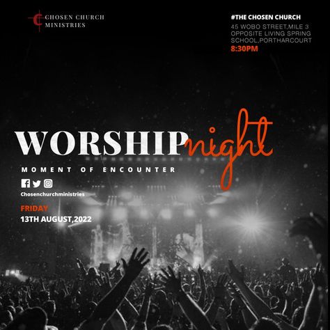 Worship Night Poster Design, Praise And Worship Flyer Design, Worship Night Poster, Worship Night Flyer, Church Poster Ideas, Media Ministry, Serving God, Social Media Church, Graphic Design Inspiration Poster