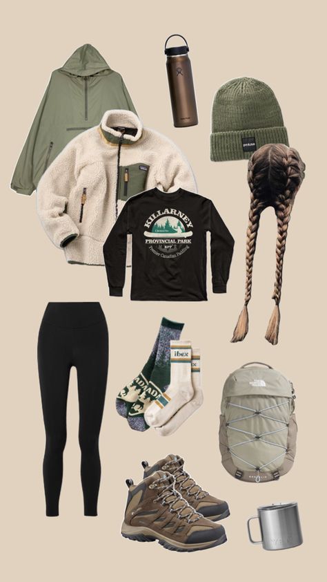 I’m a little too excited about my upcoming trip to Killarney Provincial Park! #autumn #hike #hikingoutfit #campingoutfit #outfitinspo #hiking Autumn Hiking Outfit, Fall Hiking Outfits, Autumn Hike, Granola Girl Outfits, Wander Outfit, Granola Outfits, Trekking Outfit, Cute Hiking Outfit, Hiking Fits