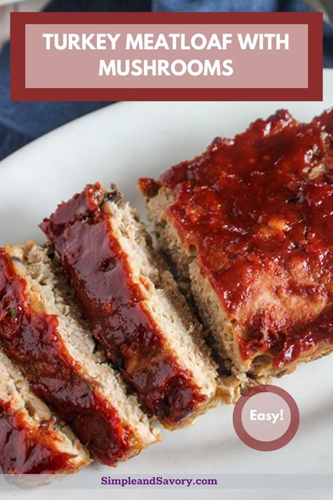 Homestyle Moist Turkey Meatloaf with Mushrooms Meatloaf With Mushrooms, Gluten Free Turkey Meatloaf, Moist Turkey Meatloaf, Mushroom Meatloaf, Traditional Meatloaf, Turkey Meatloaf Recipes, Weeknight Recipes, Turkey Meatloaf, Mushroom And Onions