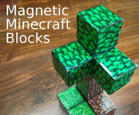 Magnetic Minecraft Blocks: Minecraft is a very fun game as it allows you to build anything, this project brings that experience to the real life. Play minecraft in real life and build whatever you want. Diy Minecraft Blocks, Minecraft Crafts For Kids, Minecraft In Real Life, Minecraft Birthday Party Games, Minecraft Birthday Decorations, How To Make Magnets, Minecraft Challenges, Magnetic Blocks, Play Minecraft