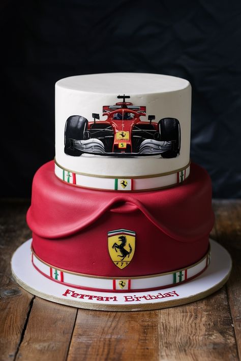 Top Ferrari F1 Birthday Cakes Every Car Enthusiast Will Love F1 Birthday Cake, F1 Birthday, Ferrari Cake, Cake For Him, Cars Theme Cake, Cake Design For Men, Car Cakes, Race Car Cakes, Prancing Horse