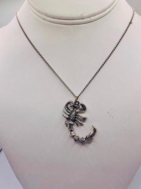 - Vintage Scorpion Scorpio Necklace - Silver tone costume metal - Detailed scorpion pendant - Well made - Clean and in good condition K 3206 Scorpion Aesthetic, Scorpion Jewelry, Scorpion Necklace, Scorpio Necklace, Scorpio Zodiac Sign, Weird Jewelry, Bethlehem Pa, Jewelry Board, Scorpio Zodiac