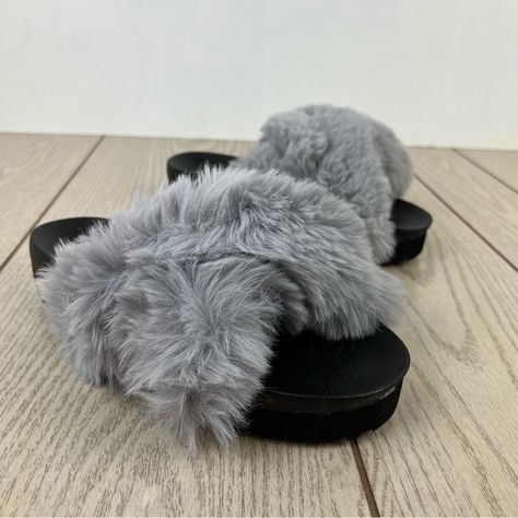 Fuzzy Slides, Sugar Shoes, Tassel Sandals, Faux Fur Slides, Womens Slides Sandals, Slip On Espadrilles, Black Block Heels, Cozy Style, Silver Sandals