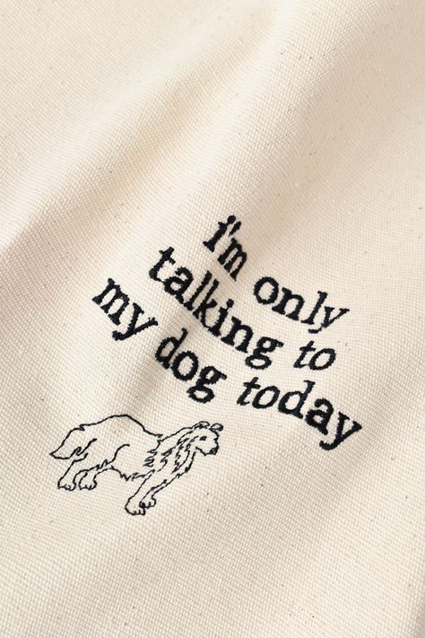 Machine embroidered canvas tote bag in natural color- Made to order Cricut Aesthetic Ideas, Dog Tshirt Design, Dog Tshirt Ideas, To My Dog, Aesthetic Hoodies, Text Tshirt, Dog Cafe, Merch Design, Dog Branding