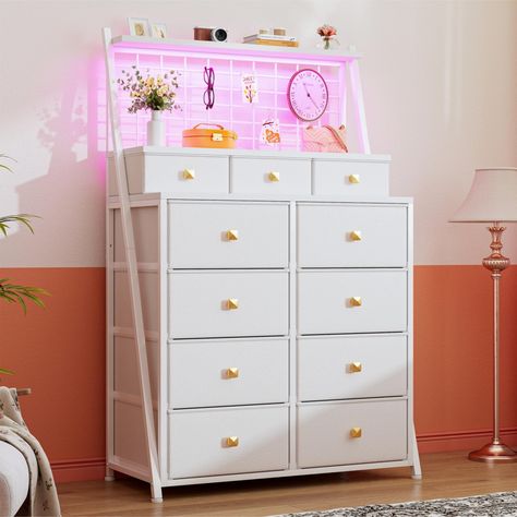 PRICES MAY VARY. 【Unique Dresser with 11 Large Capacity Drawers】Dresser size: 33.9"Wx11.8"Dx51.2"H. The dressers and chests of drawers has extra storage space and can easily hold many clothes and socks, freeing up tons of space in your small room. Tall dresser has 8 large drawers, 3 medium drawers, and 3 wooden shelves. Sorting and organizing is easy! The black dresser is easy to use and is the perfect helper for organizing your room. Multi-functional bedroom dresser can meet all your organizing Cute Dressers For Bedroom, Tall Dresser Bedroom, Small Dresser For Closet, Grid Wall Panel, Cute Dresser, Tall Dressers, Unique Dresser, Functional Bedroom, Metal Bedroom