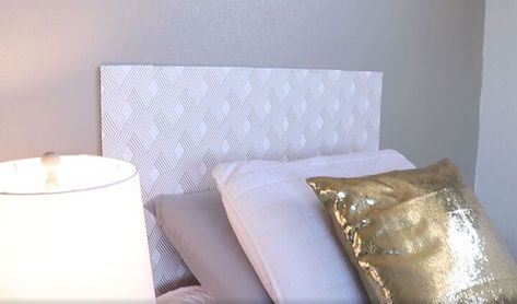 Dollar Tree Headboards | Hometalk Dollar Tree Headboard, Two Twin Headboards To Make A King, Diy Headboard Rental Friendly, Diy Twin Headboard With Light, Make Your Own Headboard Fabric Covered, Project Display Boards, Trifold Board, Diy Fabric Headboard, Refinished Table