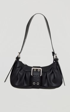 Bags With Buckles, Black Purse Vintage, Cheap Shoulder Bag, Purses And Handbags Black, Black Bag With Silver Hardware, Buckle Shoulder Bag, Vintage Black Shoulder Bag, Cute Black Bag, Mini Bags Outfit