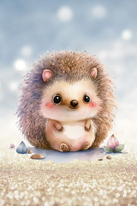 Hedgehog Clipart Cute, Magical Images, Baby Hedgehog, Cute Animal Clipart, Album Design, Animal Clipart, Watercolor Clipart, Cute Baby Animals, Mythical Creatures