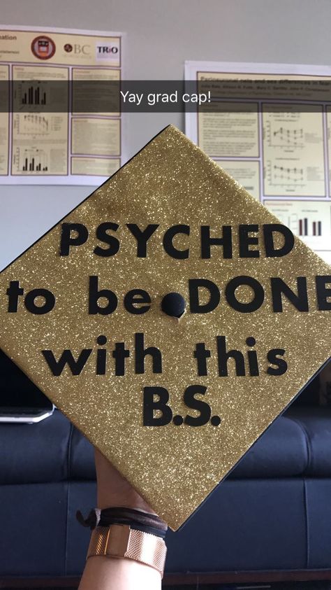 B.S. in Psychology grad cap. #graduation #gradcapdecor #psychology #gradcap #grad #gradcapDIY #DIY #college Grad Cap Ideas Kinesiology, College Graduation Pictures Psychology, Psychology Cap Decoration, Graduation Cap Designs Psychology, Psychology Graduation Pictures, Psychology Grad Cap, Psychology Graduation Cap, Senior Caps, Psychology Graduation