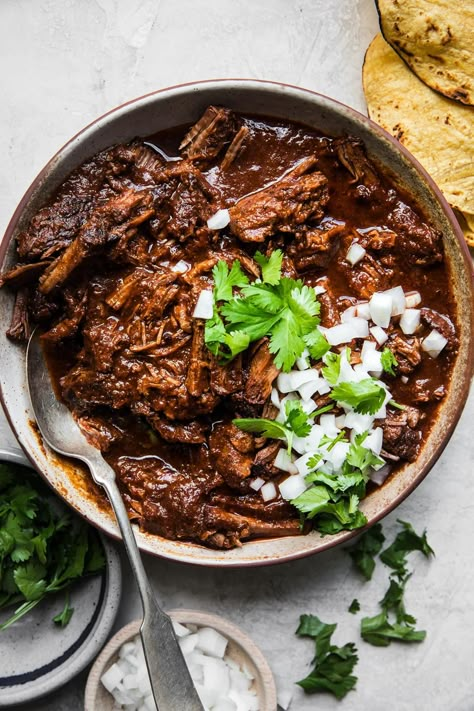 Beef Birria Recipe | The Modern Proper Birria Beef Recipe, Birra Recipe, Dutch Oven Birria, Beef Birria, Birria Dutch Oven, Birra Beef Recipe, Slow Cooked Beef Recipes, Simple Birria Recipe, Birria Recipe