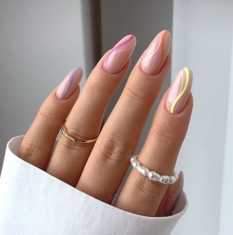 Pastel Nail Ideas, Nagel Design, Pastel Nail, Hello Nails, Lines On Nails, Nails Colors, Oval Nails, Pastel Nails, Elegant Nails