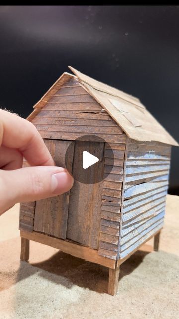 Mon Studios on Instagram: "A Surfer’s Dream 🏄🌊  This is the first miniature beach hut I’ve handmade as part of my miniature beach series just in time for Summer.  Later this week I’ll be adding extra details so stay tuned for that. As always, send me a message or click the link in my bio for any enquiries about commissioned pieces!  #miniaturebeach #surfer #beachshack #beachhouse" Hut House, Beach Shack, Bird Houses Diy, Send Me A Message, Beach Hut, Just In Time, Bird Houses, Send Me, Stay Tuned