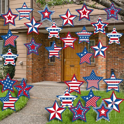 Veterans Day For Kids, Patriotic Crafts Diy, Smell Remover, Blue Patio, Lawn Decorations, Independence Day Decoration, Fourth Of July Decor, Yard Decorations, July Decor