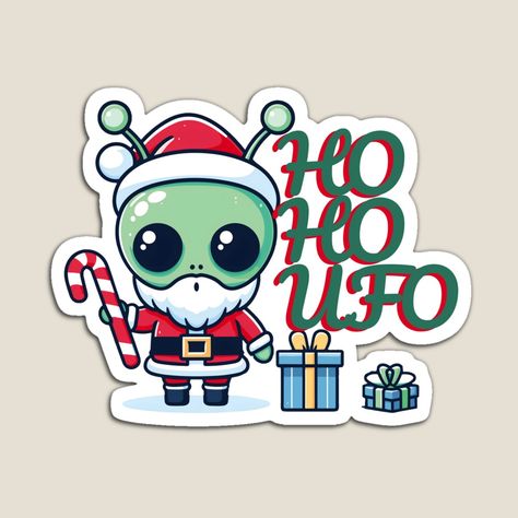 Christmas Alien, Alien Christmas, Funny Alien, Christmas Magnet, Aliens Funny, Celebrating Christmas, Xmas Decor, Xmas Decorations, Aliens