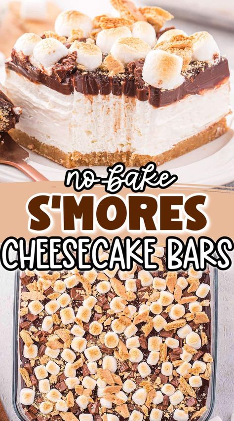 Smores Cheesecake Recipe, Smores Cheesecake, Smores Recipes, Easy Smores, Smore Recipes, Pinky Girl, Cheesecake Bar Recipes, Dessert Bar Recipe, Bake Dessert