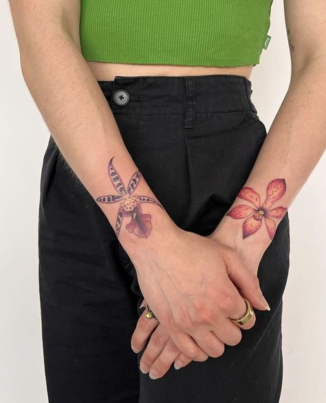 orchid flower tattoos on arm Budding Flower Tattoo, Budding Flower, Flower Bud, Flower Tattoo, Tatting, Orchids, Flash, Tattoos