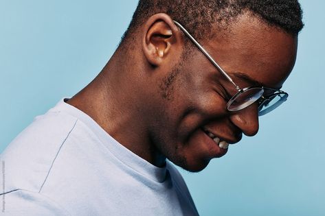 Man Smiling Side Profile, Man Looking Down, Smiling Side Profile, Flamingo Images, African American Man, 100 Heads, Man Portrait, Smiling Man, Business Photos