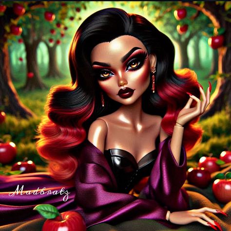 The evil queen from Snow White in her poisoned apple orchard #bratz #villains #explorepage #bratzchallenge Evil Queen From Snow White, Poisoned Apple, The Evil Queen, Apple Orchard, Evil Queen, Snow White, Queen, White, Quick Saves