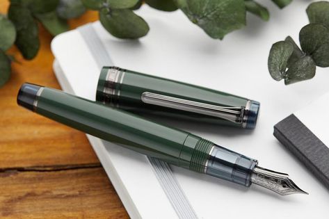 Sailor Pro Gear Fountain Pen - Stealth Green – The Goulet Pen Company Sailor Pens, Green Pro, Anchor Logo, Goulet Pens Company, Fountain Pen Nibs, Goulet Pens, Pen Storage, Pen Accessories, Pen Shop