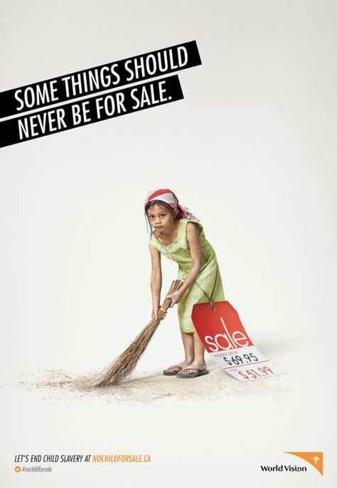 42 Awesomely Inspiring Print Advertisements #printads #printadvertisements #pressadvertising: Children Advertising, Human Trafficking Awareness, Child Labour, Social Campaign, 광고 디자인, World Vision, Publicidad Creativa, Street Marketing, Great Ads