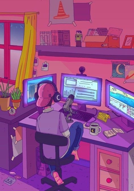 Gaming Aesthetic, Bedroom Drawing, Vaporwave Art, Arte Punk, New Retro Wave, Japon Illustration, Anime Scenery Wallpaper, الرسومات اللطيفة, Anime Scenery