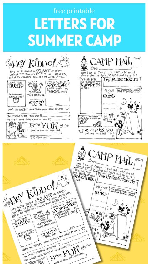 Download these free camp letter now! These printable sheets are the perfect way to enhance the bond between children and their parents or grandparents. Share heartfelt messages using our charming fill-in-the-blank designs, making communication fun and meaningful for everyone involved. Strengthen your family connections with these adorable letters. Camp Letters To Kids From Parents, Camp Letters From Parents, Summer Camp Printables, Camp Letters, Camp Gifts, Nanny Ideas, Skip To My Lou, Free Printable Letters, Zipper Pouch Tutorial