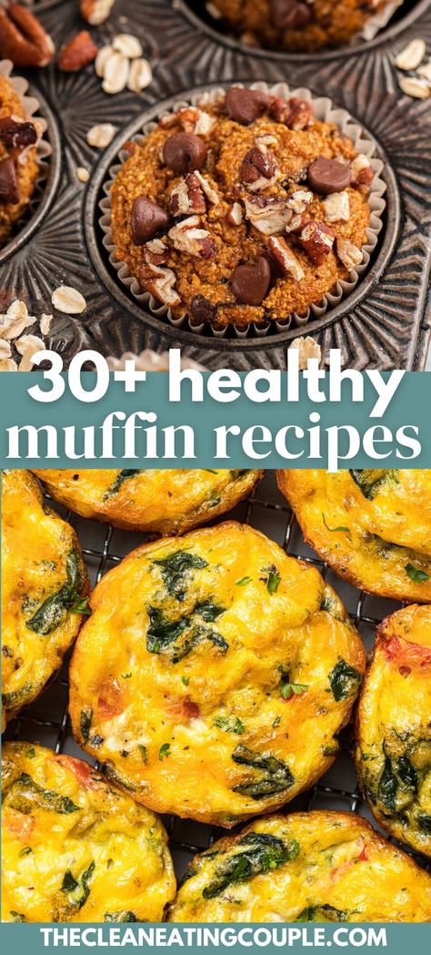 The 30+ Best Healthy Muffin Recipes! From healthy breakfast muffins to healthy snacks, these healthy muffins are great any time of the day! Healthy Muffin Base Recipe, Healthy Breakfast Muffins Clean Eating, Low Glycemic Muffins, Healthy Muffins Protein, Breakfast Muffins Recipes Healthy, Healthiest Muffins, Healthy Muffins Clean Eating, Easy Healthy Breakfast Muffins, No Sugar Muffins