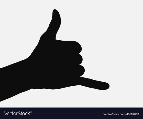 Hang Loose Hand, Shaka Sign, Fitness Marketing, Black Silhouette, Hang Loose, Group Fitness, Mobile Wallpaper, Vector Design, Hanging Signs