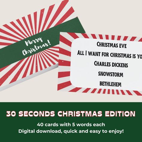 30 seconds christmas party game Christmas Cards Digital, Memories With Friends, Christmas Party Games, Nov 2, Party Game, Holiday Gathering, 30 Seconds, Christmas Eve, Holiday Spirit