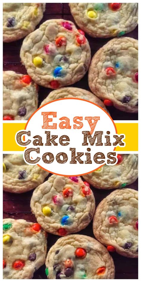 Cake Batter Cookies Recipe, Easiest Cookies, Chocolate Cake Mix Recipes, 4 Ingredient Cookies, Cake Mix Muffins, Cake Mix Cookie Bars, Easy Homemade Cookies, Recipes Using Cake Mix, Cake Batter Cookies