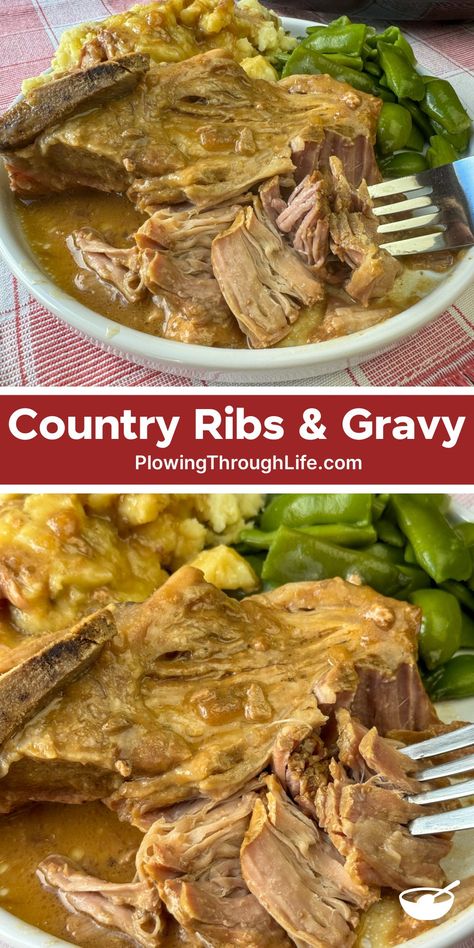 Slow Cooker Country Ribs, Crockpot Country Style Ribs, Slow Cooker Country Style Ribs, Country Ribs Recipe, Crockpot Pork Ribs, Country Pork Ribs, Country Ribs, Bbq Potatoes, Slow Cooker Recipes Pork