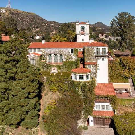 Madonna’s Former 1920s Spanish-Style Estate Is Listed for $21 Million | Architectural Digest Painted Beams, Pool Guest House, Hollywood Hills Homes, Spanish Villa, Hollywood Homes, Wood Beam Ceiling, Specimen Trees, Hollywood Hills, Los Angeles County