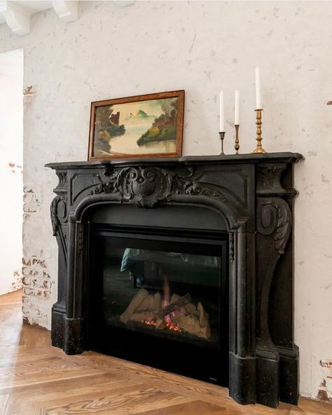 Trumeau Stones / Trumeau Farm on Instagram: "Beautiful #custombedroom by @havenbuilders . Our #louisxv #mantel in #antique #honedblack finish. #fireplacemantel #stonemantel #caststonemantel #custominterior #bedroomfireplace #blackfireplace #heirloomstonecreations" Gothic Fireplace Mantels, Black French Fireplace Mantel, Wooden Mantle Fireplace Antique, Ornate Mantel Shelf, Louis Xv Fireplace Mantle, Gothic Fireplace, Cast Stone Mantel, Stone Mantel, Black Fireplace