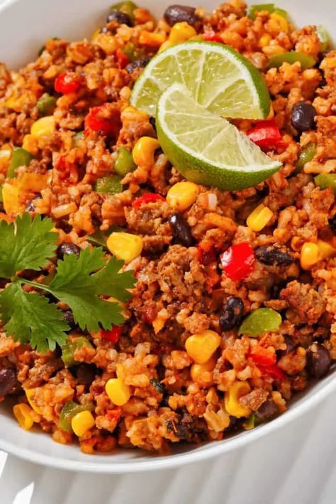 Pioneer Woman Mexican Rice Casserole Pioneer Woman Mexican Rice, Pioneer Kitchen, Mexican Rice Casserole, Turmeric Chicken, Black Beans Corn, Rice Casserole Recipes, Mexican Meals, Mexican Casserole, Long Grain Rice