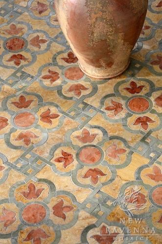 Ravenna Mosaics, New Ravenna, Tuscan Kitchen, Spanish Tile, Tile Flooring, Beautiful Tile, Stone Mosaic, Spanish Style, Tile Patterns