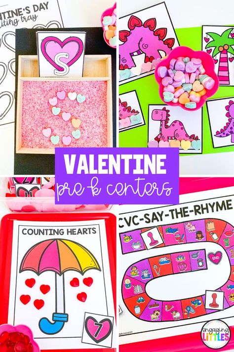 Valentine's Day Centers for Preschoolers February Activities For Kids, Pre K Valentines, Preschool Valentines Day, Phonics Poems, Friendship Week, Preschool Valentines Activities, Valentine Worksheets, Preschool Valentine's, Valentines Activities