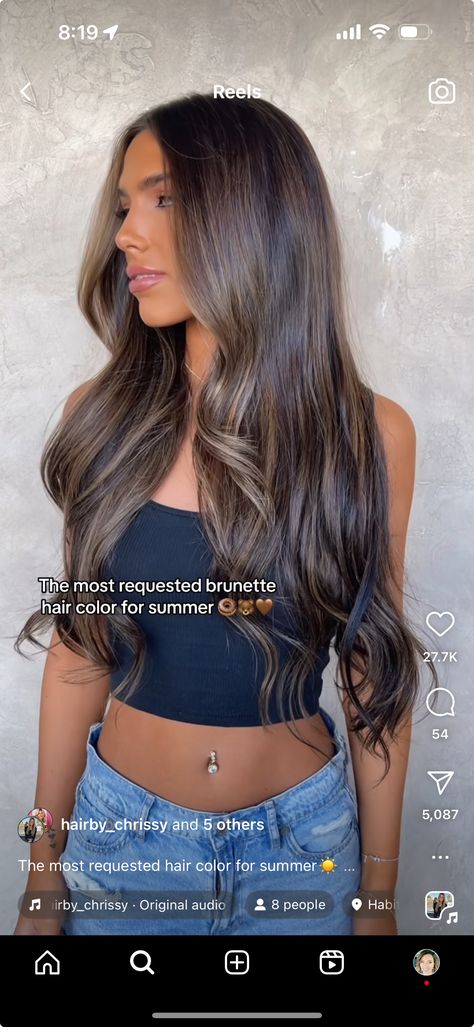 Brownie Batter Highlights, Balayage Brownie Batter, Brownie Batter Balayage, Beige Balayage On Dark Hair, Brownie Batter Hair, Brownie Batter Hair Color, Fair Skin Dark Hair, Brunette Babylights, Balayage Ideas