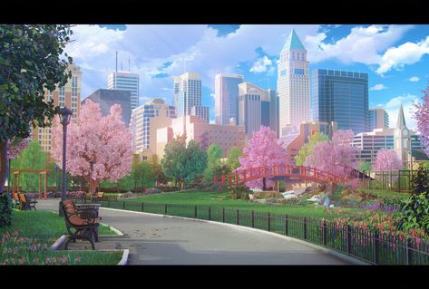 Park, Goliat Gashi on ArtStation at https://www.artstation.com/artwork/LAY6r 1366x768 Wallpaper, Episode Interactive Backgrounds, Anime Places, Episode Backgrounds, Anime City, Scenery Background, Anime Backgrounds Wallpapers, Cartoon Background, Fantasy Art Landscapes